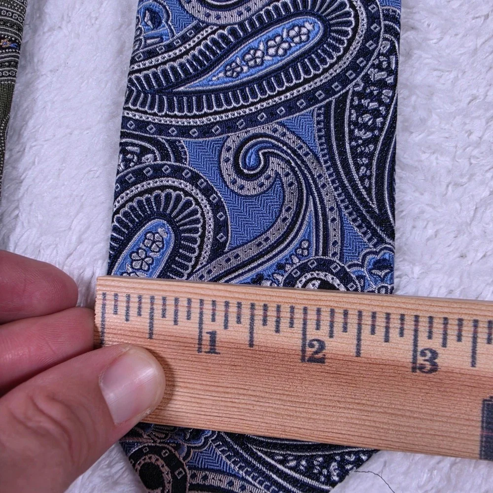 2 pack Jos. A. Bank Paisley Mens OS Green Blue Silk Hand Made Neckties
